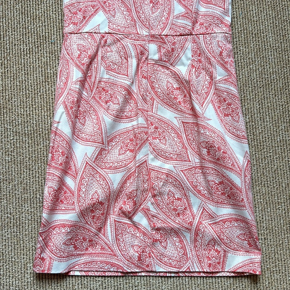 Banana Republic size 8 sleeveless dress white and coral leaf pattern - Picture 6 of 6